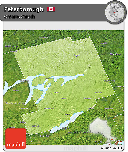 Physical 3D Map of Peterborough, satellite outside