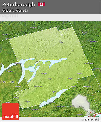 Physical 3D Map of Peterborough, satellite outside