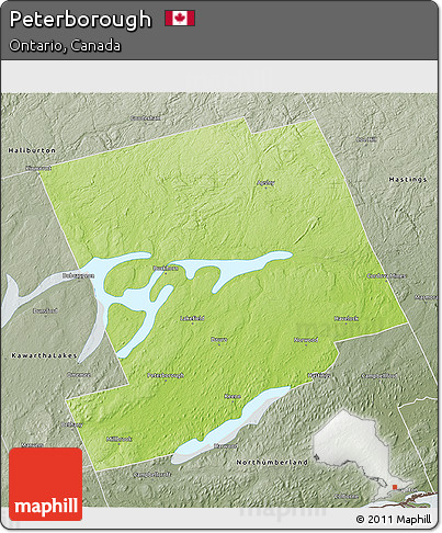 Physical 3D Map of Peterborough, semi-desaturated
