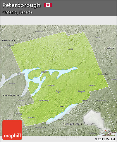 Physical 3D Map of Peterborough, semi-desaturated