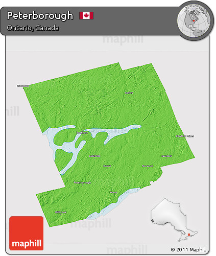 Political 3D Map of Peterborough, cropped outside