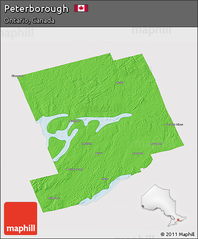 Political 3D Map of Peterborough, cropped outside