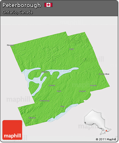 Political 3D Map of Peterborough, cropped outside