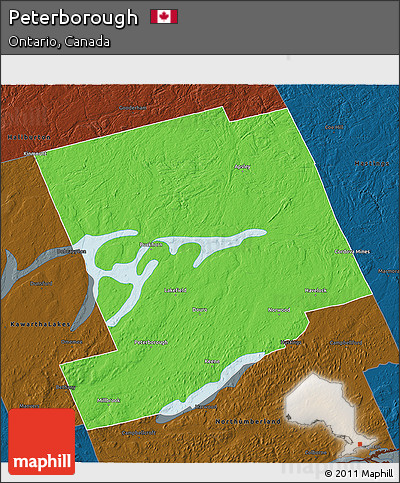 Political 3D Map of Peterborough, darken