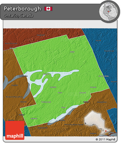 Political 3D Map of Peterborough, darken