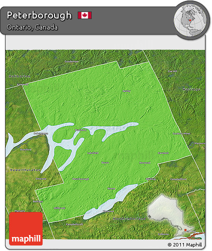 Political 3D Map of Peterborough, satellite outside