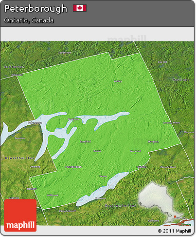 Political 3D Map of Peterborough, satellite outside