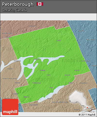 Political 3D Map of Peterborough, semi-desaturated