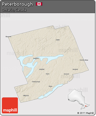 Shaded Relief 3D Map of Peterborough, cropped outside