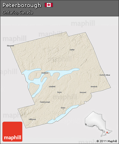 Shaded Relief 3D Map of Peterborough, cropped outside