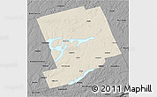 Shaded Relief 3D Map of Peterborough, darken, desaturated