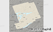 Shaded Relief 3D Map of Peterborough, darken, semi-desaturated