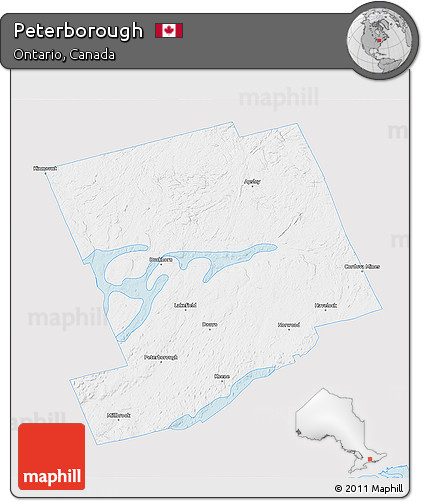 Silver Style 3D Map of Peterborough, single color outside