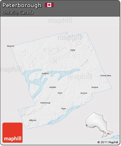 Silver Style 3D Map of Peterborough, single color outside