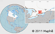 Gray Location Map of Peterborough, highlighted country, hill shading