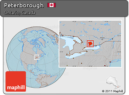 Gray Location Map of Peterborough, hill shading