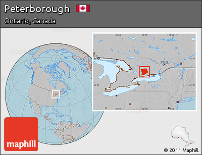 Gray Location Map of Peterborough, hill shading