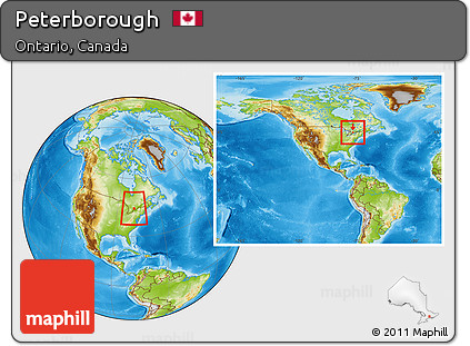 Physical Location Map of Peterborough, within the entire country