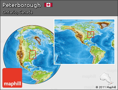 Physical Location Map of Peterborough, within the entire country