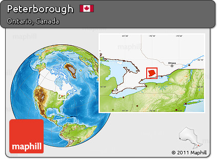 Physical Location Map of Peterborough, highlighted country