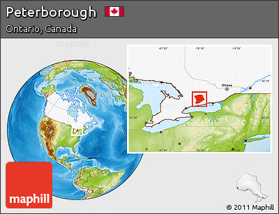 Physical Location Map of Peterborough, highlighted country