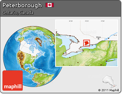 Physical Location Map of Peterborough, highlighted country