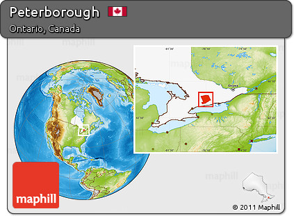 Physical Location Map of Peterborough, highlighted parent region