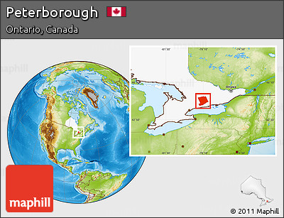 Physical Location Map of Peterborough, highlighted parent region