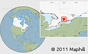 Savanna Style Location Map of Peterborough, highlighted country, hill shading