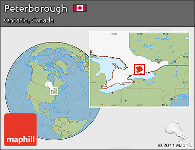 Savanna Style Location Map of Peterborough, highlighted parent region