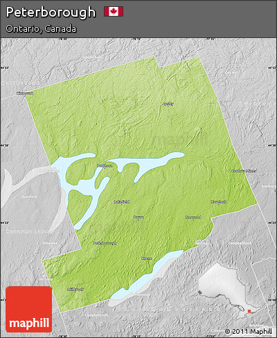 Physical Map of Peterborough, lighten, desaturated