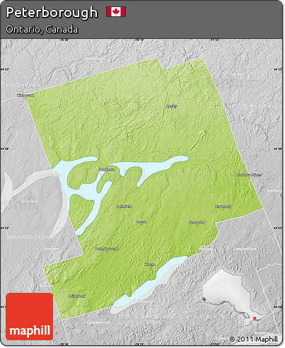 Physical Map of Peterborough, lighten, desaturated