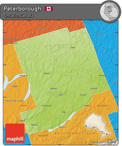 Physical Map of Peterborough, political outside