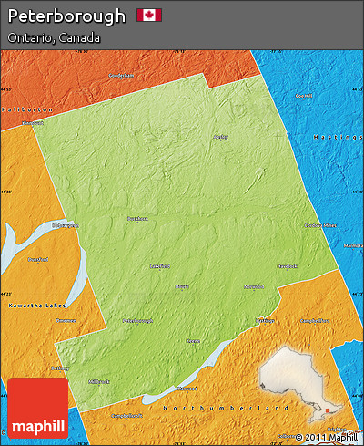 Physical Map of Peterborough, political outside