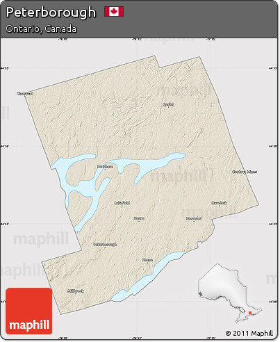 Shaded Relief Map of Peterborough, cropped outside