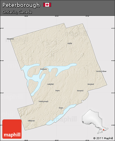 Shaded Relief Map of Peterborough, cropped outside