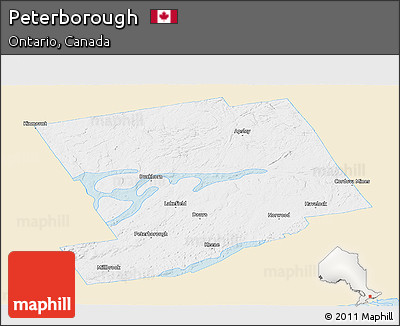 Classic Style Panoramic Map of Peterborough, single color outside