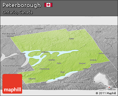 Physical Panoramic Map of Peterborough, desaturated