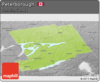 Physical Panoramic Map of Peterborough, desaturated