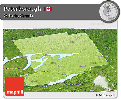 Physical Panoramic Map of Peterborough, satellite outside