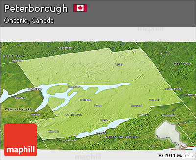 Physical Panoramic Map of Peterborough, satellite outside