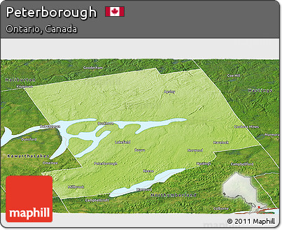 Physical Panoramic Map of Peterborough, satellite outside
