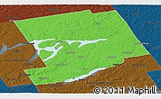 Political Panoramic Map of Peterborough, darken