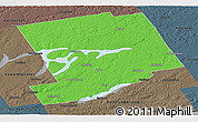 Political Panoramic Map of Peterborough, darken, semi-desaturated