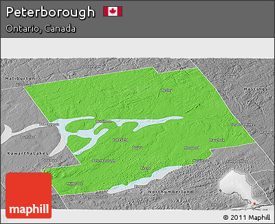 Political Panoramic Map of Peterborough, desaturated