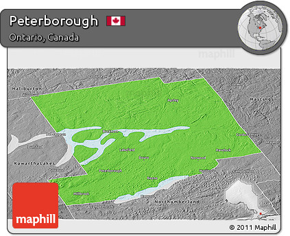 Political Panoramic Map of Peterborough, desaturated