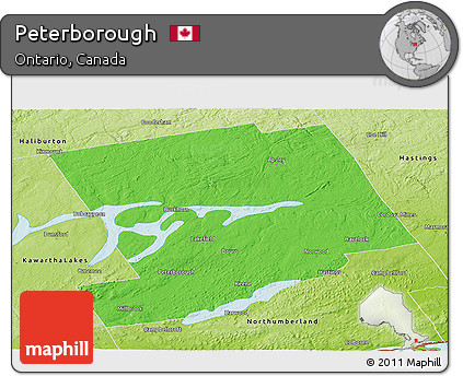 Political Panoramic Map of Peterborough, physical outside