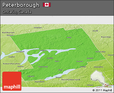 Political Panoramic Map of Peterborough, physical outside