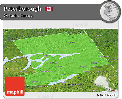 Political Panoramic Map of Peterborough, satellite outside