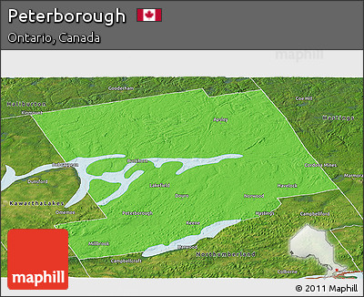Political Panoramic Map of Peterborough, satellite outside